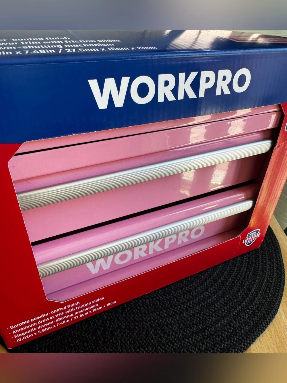New WORKPRO Metal Mini Tool/Storage Box - Pink Color